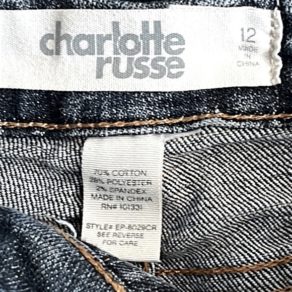 SOLD Charlotte RUSSE Denim  Cut off 5 pocket zip front Shorts Sz 12 - Picture 2 of 5